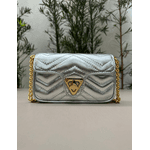 Bolsa Giulia Couro Prata Metalizado