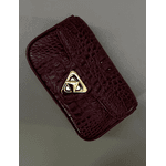 Bolsa Giulia Couro Croco Cabernet com Ferragens Douradas