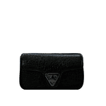 Bolsa Giulia Couro Croco Preto com Ferragens Grafite