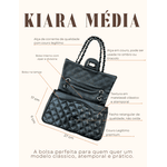 Bolsa Kiara Média Couro Preto com Ferragens Grafite
