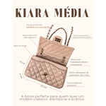 Bolsa Kiara Média Couro Nude com Ferragens Douradas