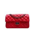Bolsa Kiara Média Couro Vermelho Ferragem Grafite