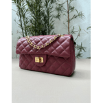 Bolsa Kiara Média Couro Cabernet com ferragens Douradas