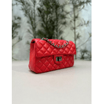 Bolsa Kiara Média Couro Vermelho Ferragem Grafite