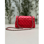 Bolsa Kiara Média Couro Vermelho Ferragem Grafite