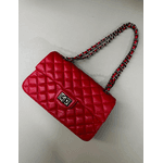 Bolsa Kiara Média Couro Vermelho Ferragem Grafite