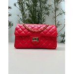 Bolsa Kiara Média Couro Vermelho com Ferragens Douradas