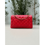 Bolsa Kiara Média Couro Vermelho com Ferragens Douradas
