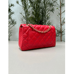 Bolsa Kiara Média Couro Vermelho com Ferragens Douradas