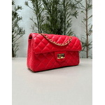 Bolsa Kiara Média Couro Vermelho com Ferragens Douradas