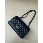 Bolsa Kiara Média Couro Azul Marinho com ferragens Grafite