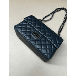 Bolsa Kiara Média Couro Azul Marinho com ferragens Grafite