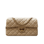 Bolsa Kiara Média Couro Nude com Ferragens Douradas