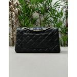 Bolsa Kiara Média Couro Preto com Ferragens Dourada