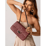 Bolsa Kiara Média Chevron Couro Cabernet Grafite