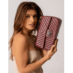 Bolsa Kiara Média Chevron Couro Cabernet Grafite