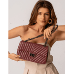 Bolsa Kiara Média Chevron Couro Cabernet Grafite