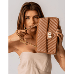 Bolsa Kiara Média Chevron Couro Caramelo