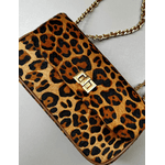 Bolsa Lavínia Couro Animal Print Onça com Caramelo