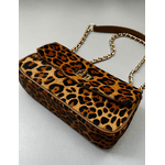 Bolsa Lavínia Couro Animal Print Onça com Preto