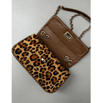 Bolsa Lavínia Couro Animal Print Onça com Caramelo