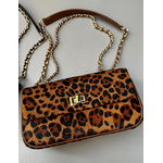 Bolsa Lavínia Couro Animal Print Onça com Caramelo