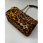 Bolsa Lavínia Couro Animal Print Onça com Preto