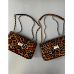 Bolsa Lavínia Couro Animal Print Onça com Caramelo
