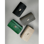 Bolsa Livia Couro Croco Nude