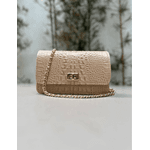 Bolsa Livia Couro Croco Nude