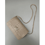 Bolsa Livia Couro Croco Nude
