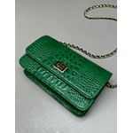 Bolsa Livia Couro Croco Verde