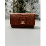 Bolsa Livia Couro Croco Caramelo