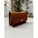 Bolsa Livia Couro Croco Caramelo