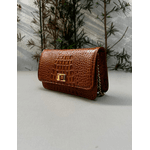 Bolsa Livia Couro Croco Caramelo