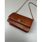 Bolsa Livia Couro Croco Caramelo