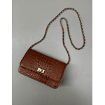 Bolsa Livia Couro Croco Caramelo