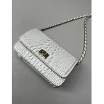 Bolsa Livia Couro Croco Offwhite