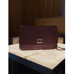 Bolsa Livia Couro Croco Cabernet