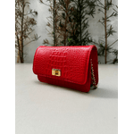 Bolsa Livia Couro Croco Vermelho