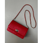 Bolsa Livia Couro Croco Vermelho