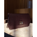 Bolsa Livia Couro Croco Cabernet