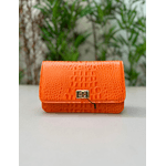 Bolsa Livia Couro Croco Laranja