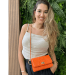 Bolsa Livia Couro Croco Laranja