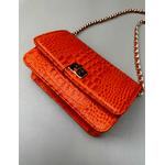Bolsa Livia Couro Croco Laranja