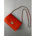 Bolsa Livia Couro Croco Laranja