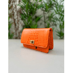 Bolsa Livia Couro Croco Laranja