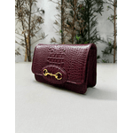 Bolsa Luna Couro Croco Cabernet
