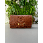 Bolsa Luna Couro Croco Caramelo