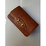 Bolsa Luna Couro Croco Caramelo